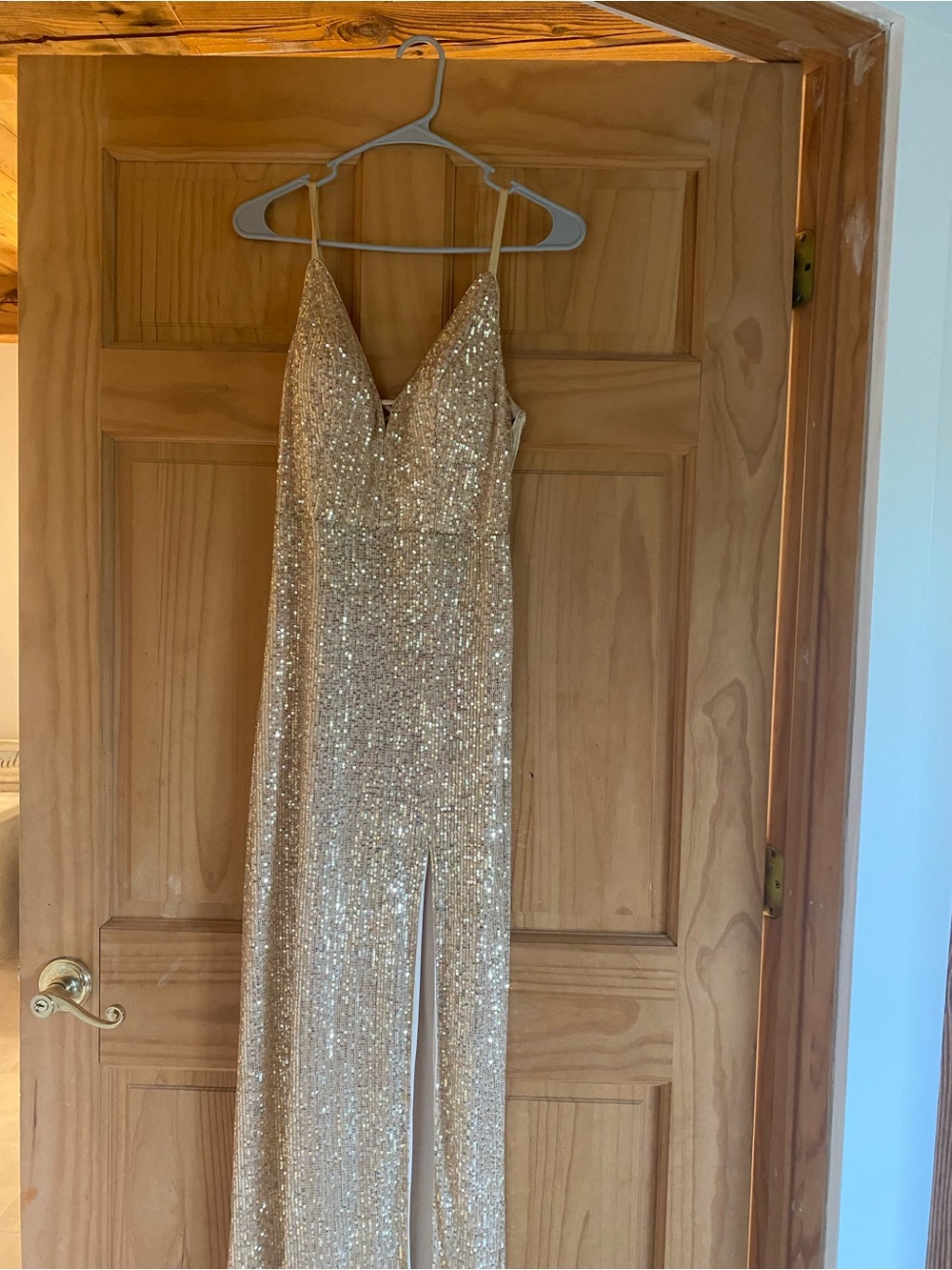 Speechless Gold Sequin V-Neck Prom Dress